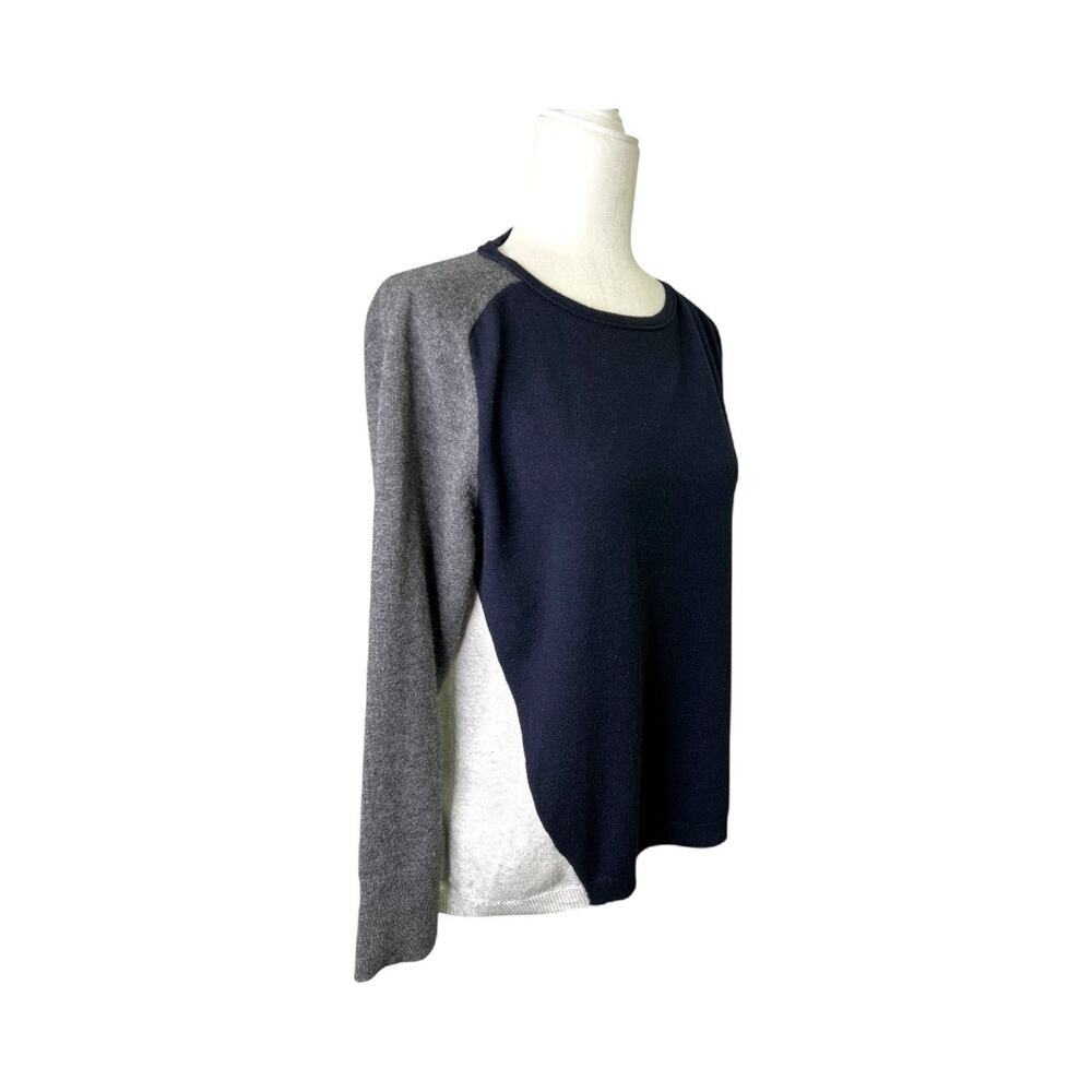 Le Tricot Perugia Wool Silk Cashmere Made in Italy Blue Gray Medium Wmns Sweater